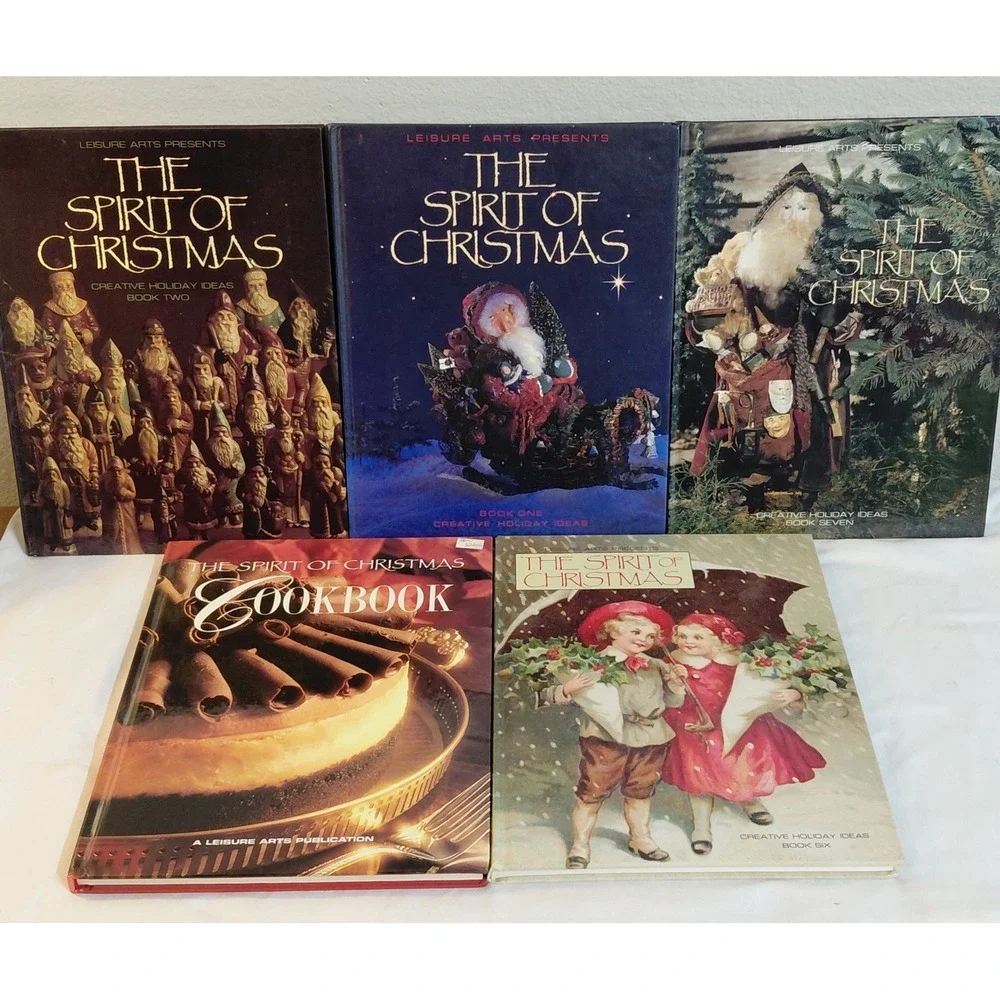Leisure Arts The Spirit of Christmas Lot of 5 Books 1 2 6 7 + Cookbook HC
